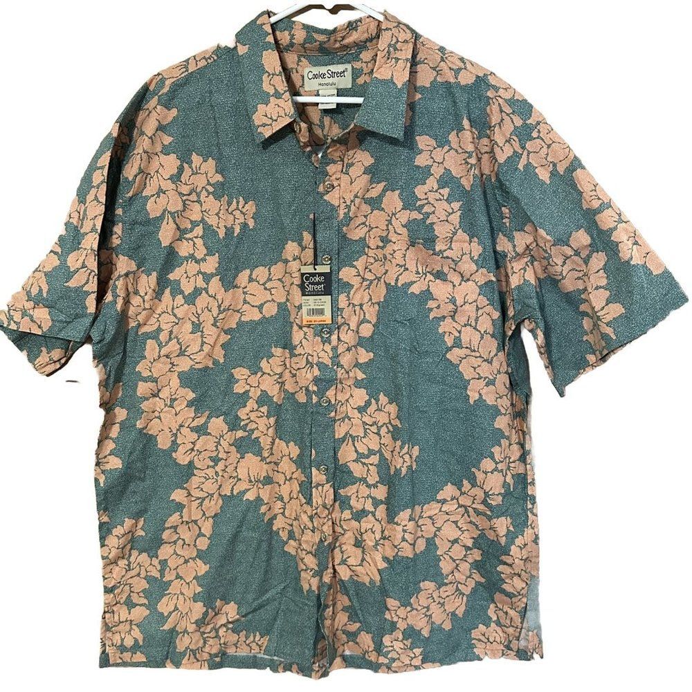 NWT 2XL Men's COOKE STREET Honolulu Cotton Green Floral Hawaiian button Shirt